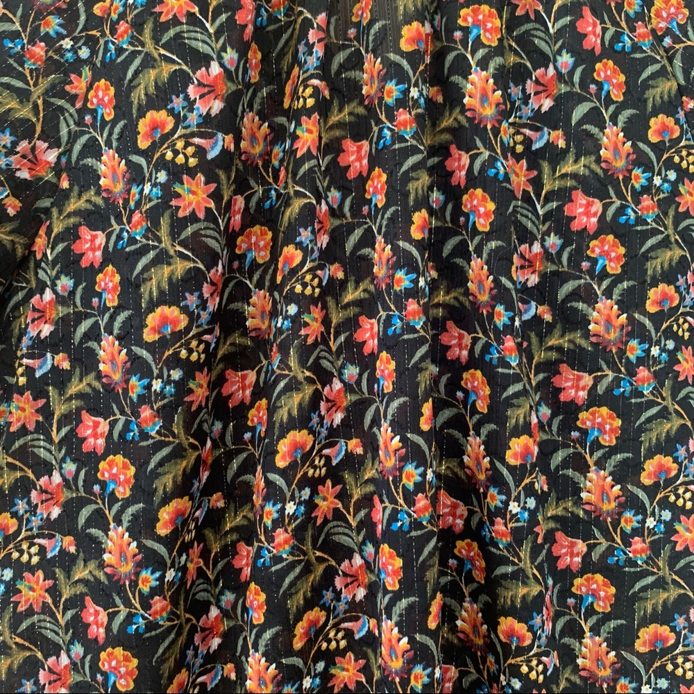 LOFT Petite Small Black Colorful Floral Casual Blouse - Picture 6 of 8